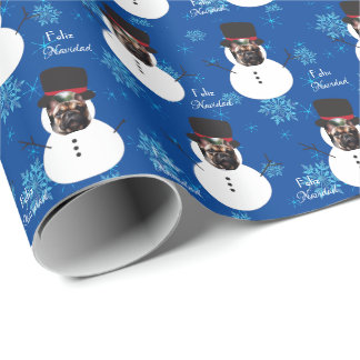 Papel De Presente Pet Face Snowman Feliz Natal em Espanha