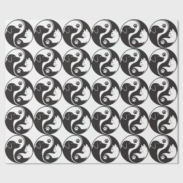 Papel De Presente Pet Harmony Yin Yang Pattern Wrapping Paper - Cat  (Aberto)