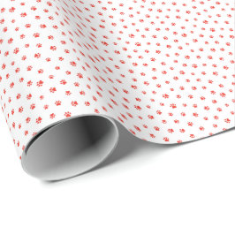 Papel De Presente Pet Lover Paw Imprime Cats Cães Vermelho Divertido