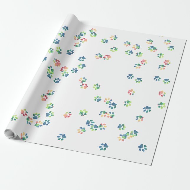 Papel De Presente Pet Paw Imprime Em Todo Lugar (Desenrolado)