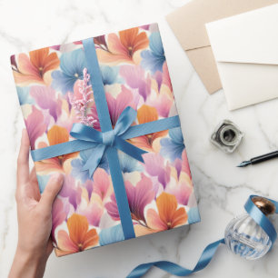 Papel De Presente Petais Florais Elegantes Sangue de Aquarela Suave