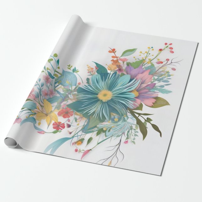 Papel De Presente Petal Perfecção Aquarela (Desenrolado)