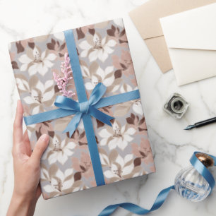 Papel De Presente Pétalas Abstratas Estilizadas em Cores da Moda