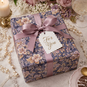 Papel De Presente Pétalas de Antiguíssima Herança floral roxo