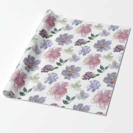 Papel De Presente Pétalas Roxas Rojos Fundo Branco