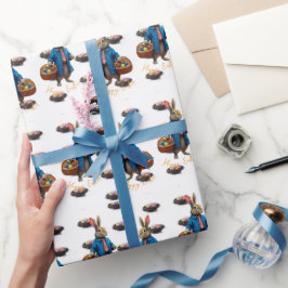 Papel De Presente Peter Easter Bunny com cesto de ovos de Páscoa