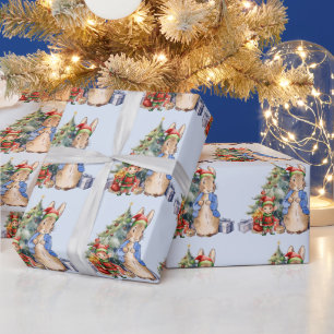 Papel De Presente Peter o Coelho com Elf e árvore de Natal
