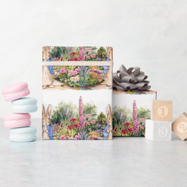 Papel De Presente Peter o Coelho em seu jardim (Chá de bebê)