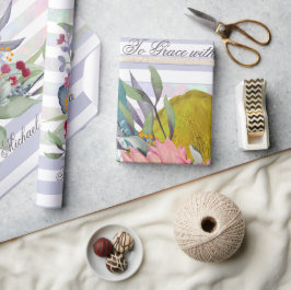 Papel De Presente Petra's Love Watercolor Texto personalizado com fa