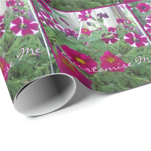 Papel De Presente Petunias Rosa (Ponta do rolo)