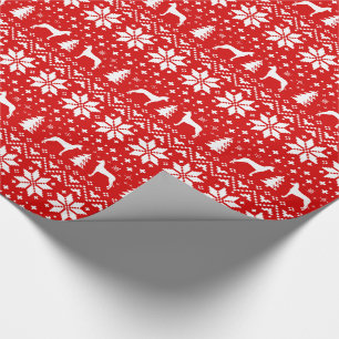 Papel De Presente Pharaoh Hound Silhouettes Cães Vermelho de Natal