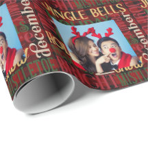 PHOTO Gift Wrap Xadrez Buffalo Frases de Natal