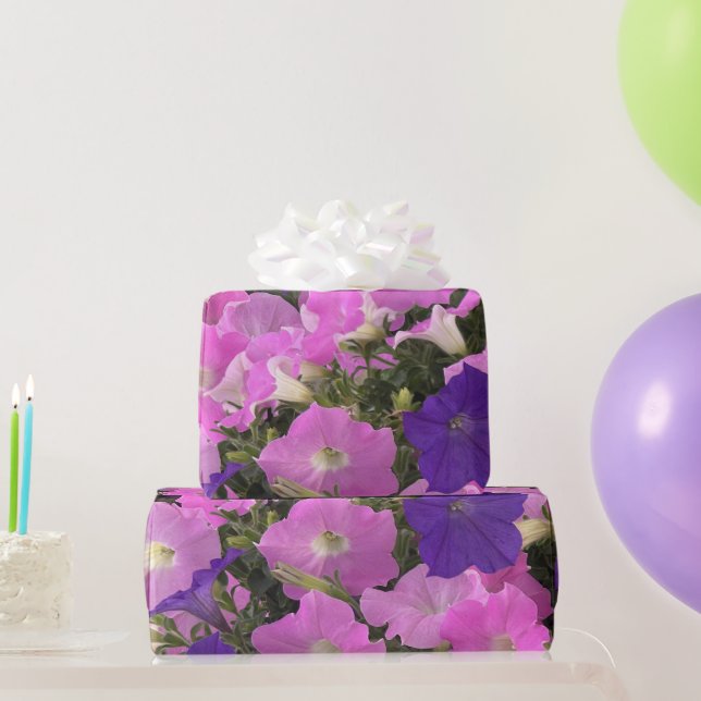 Papel De Presente Photo Image Of Morning Glory Pink & Purple Flowers (Presentes para festas)