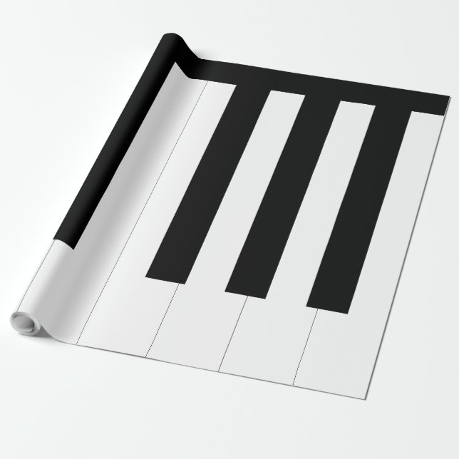 Papel De Presente Piano Keys Black and White Keyboard Music Lover (Desenrolado)