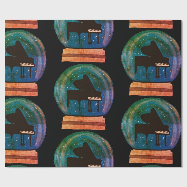 Papel De Presente Piano num globo de neve (Aberto)