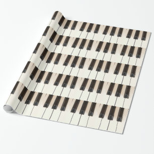Papel De Presente Piano Preto - Teclas Brancas com Presente Papel de