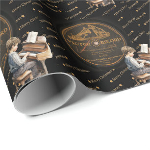 Papel De Presente Piano Victor Música Antiga Gravação Criança
