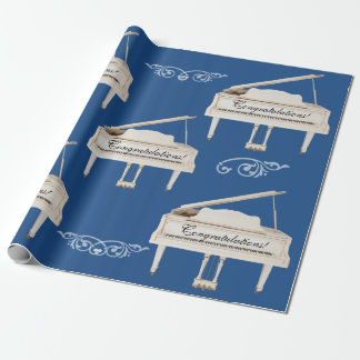 Papel De Presente Pianos de cauda brancos, texto do costume dos