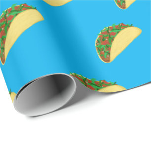 Papel De Presente Picante! Teste padrão saboroso do Taco no azul