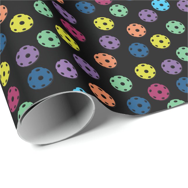 Papel De Presente Pickleball amarelo aleatório, azul e roxo (Ponta do rolo)