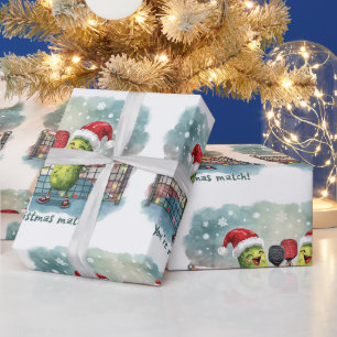 Papel De Presente Pickleball Natal com tema de Santa no Jogo