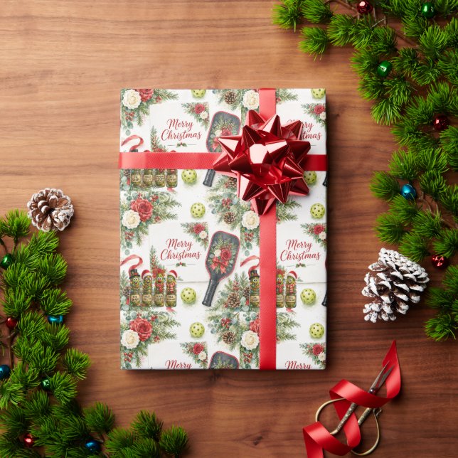 Papel De Presente Pickleball Natal temático  (Presente de Natal)