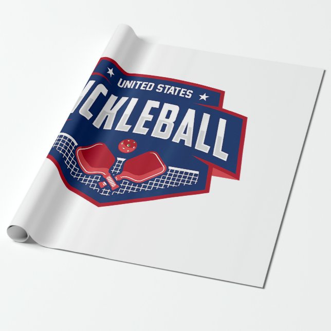 Papel De Presente Pickleball suporta jogador de picleball em equipe  (Desenrolado)