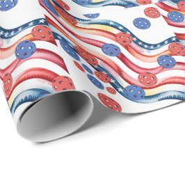 Papel De Presente Pickleball temático americano para 4 de julho
