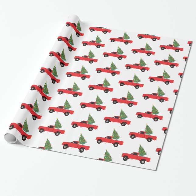 Papel De Presente Pickup Truck Árvore de Natal (Desenrolado)