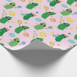 Papel De Presente Picles Cute tocando Pickleball em rosas claro