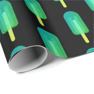 Papel De Presente Picolé bonito, verde-padrão/óleo de turquesa