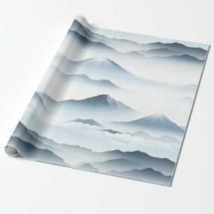 Papel De Presente Picos Nebulosos – Paisagem Montanhosa em Aquarela