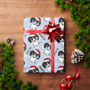 Papel De Presente Piebald Dachshund Natal Nome Personalizado Cachorr