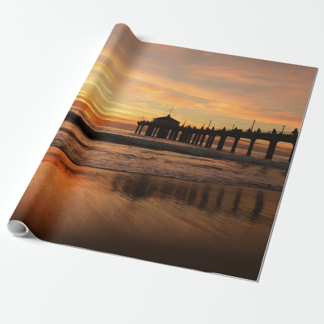 Papel De Presente Pier Beach sunset (Desenrolado)