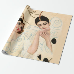 Papel De Presente Pierrot e Pierrette Beijo na Mão por Sophia Chiost