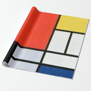 Papel De Presente Piet Mondrian Composição Vermelho Amarelo Azul