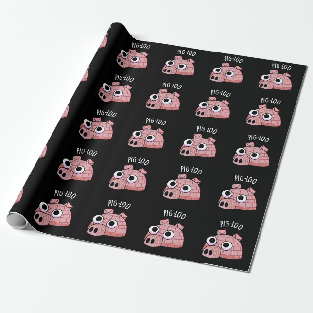 Papel De Presente Pig-loo Funny Igloo Pun Dark BG (Desenrolado)