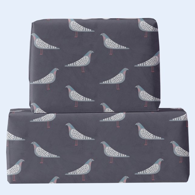 Papel De Presente Pigeon Pattern (Fun pigeon bird pattern dark gift wrapping paper)
