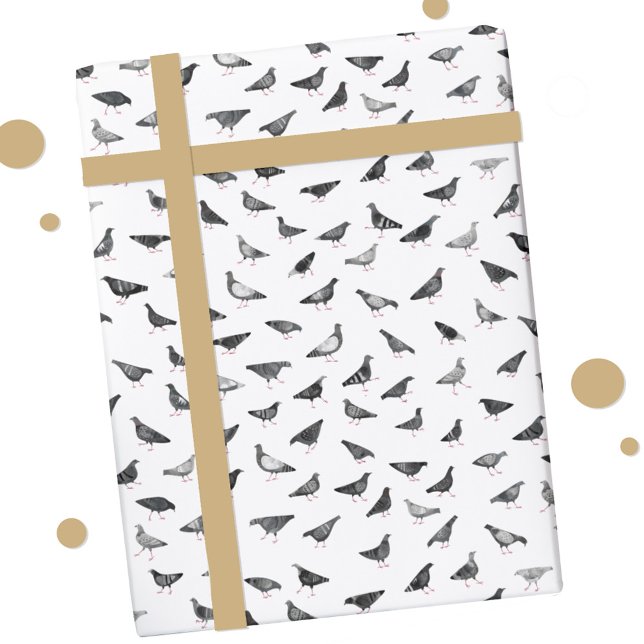 Papel De Presente Pigeon Pattern (Fun pigeon bird pattern gift wrapping paper roll)