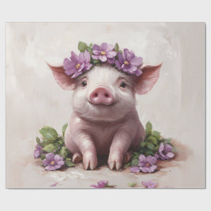 Papel De Presente Piglet em uma dissociação da coroa florescente rox