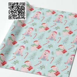 Papel De Presente Pigs Felizes Padrão de Natal