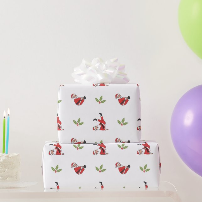 Papel De Presente Pilates Santa Seamless Christmas Patterns (Presentes para festas)