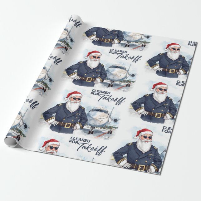 Papel De Presente Pilot Santa is Flying for Christmas in the Sky  (Desenrolado)