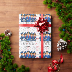 Papel De Presente Piloto com Natal feliz para a hospedeira aérea