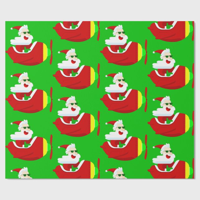 Papel De Presente piloto de avião de natal aviador santa claus engra (Aberto)