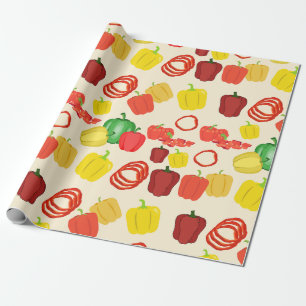 Papel De Presente Pimenta de Veggie Bell Vermelha e Amarela
