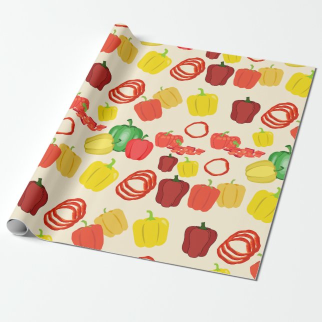 Papel De Presente Pimenta de Veggie Bell Vermelha e Amarela (Desenrolado)