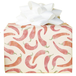 Papel De Presente Pimenta Vermelha Creme Arte Alimentar Aquarela