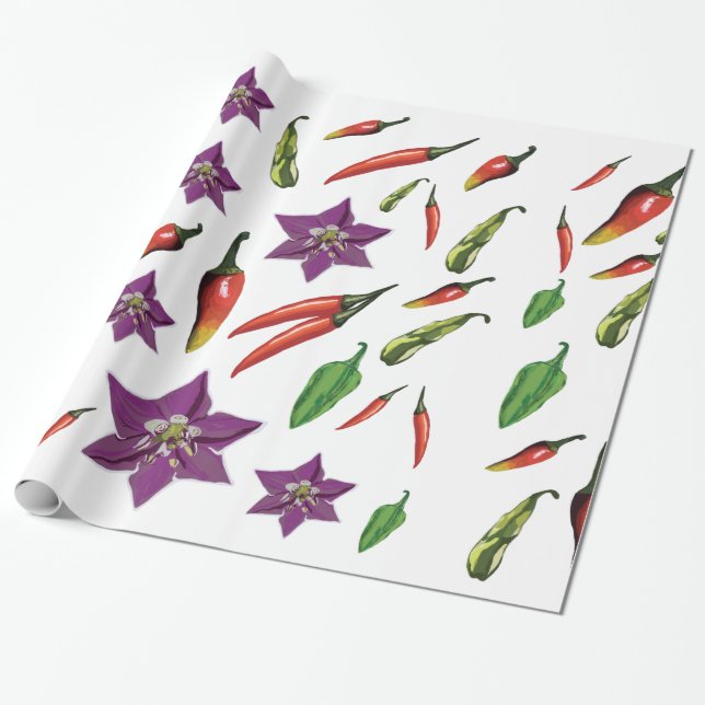 Papel De Presente Pimentos de Chili Personalizados (Desenrolado)