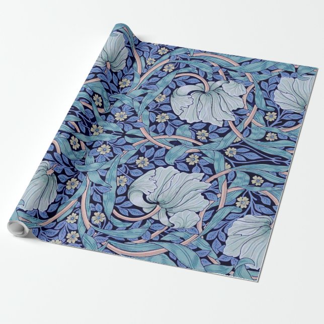 Papel De Presente Pimpernel Blue, William Morris (Desenrolado)